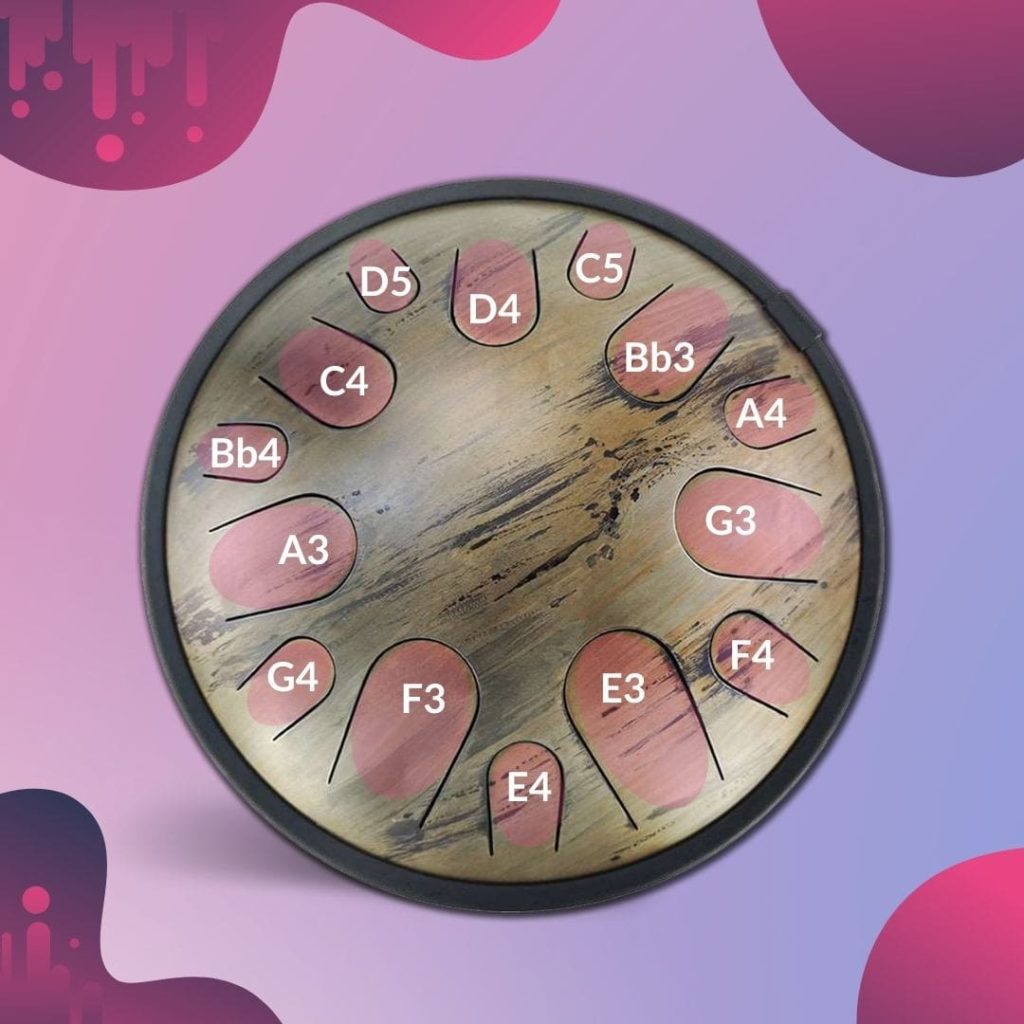 Steel Tongue Drum - 14 Notes - Mercury - Do Mineur - Description (1)
