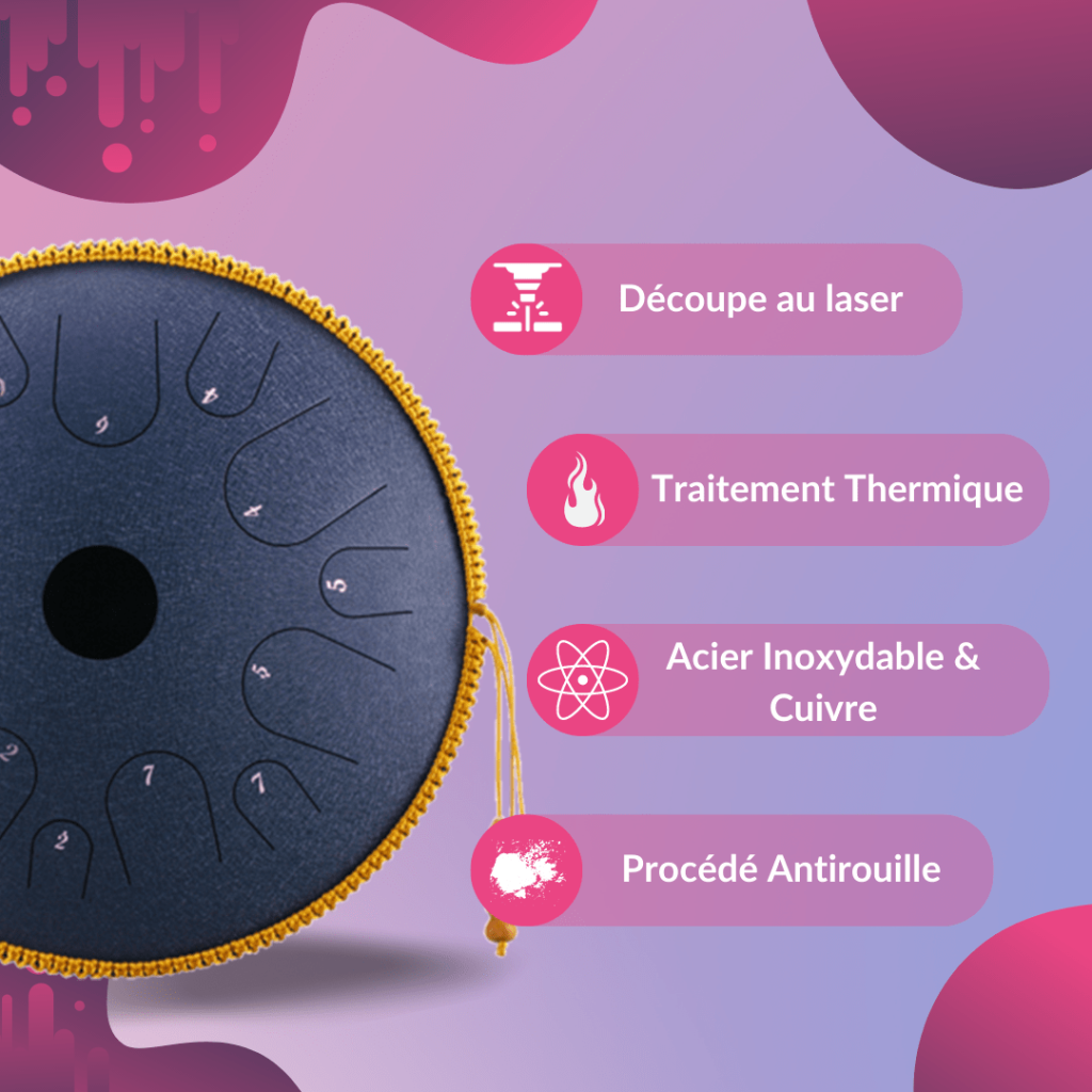 Steel Tongue Drum 14 notes Slapster - Do Majeur - 8 couleurs