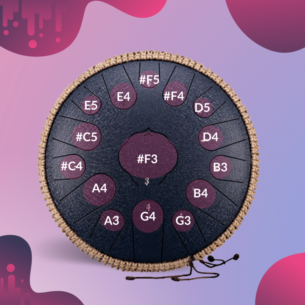 Steel Tongue Drum Acier au Carbone 15 notes 36cm - Do Majeur - 11 couleurs (7)